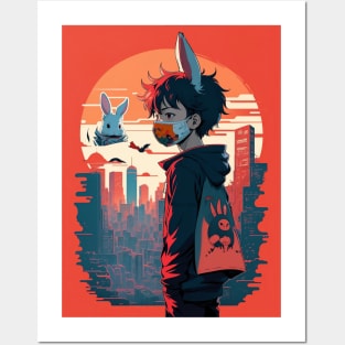 Cute rabbit boy Posters and Art